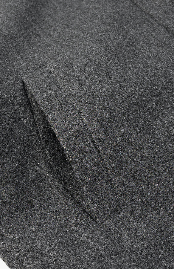 Charcoal gray woolen Langry fashion jacket with subtle sheen and pocket detail
