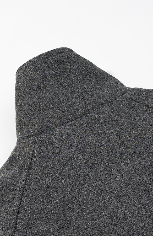 Charcoal gray wool blazer with structured shoulders in Langry fashion