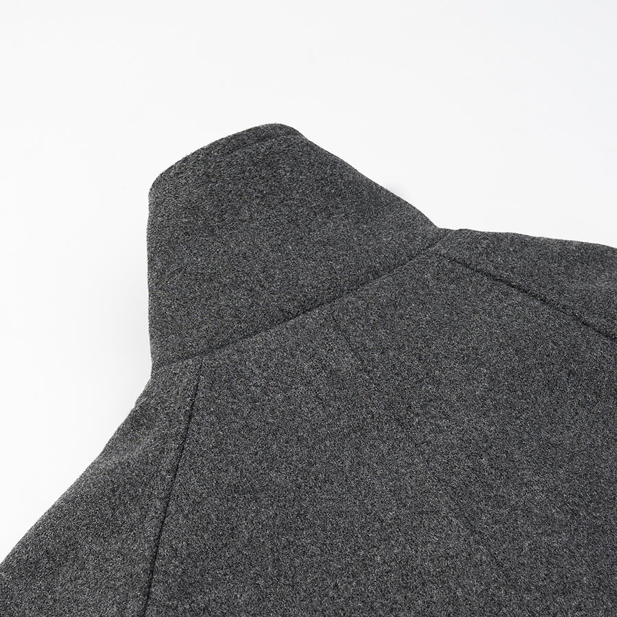 Charcoal gray wool blazer with structured shoulders in Langry fashion