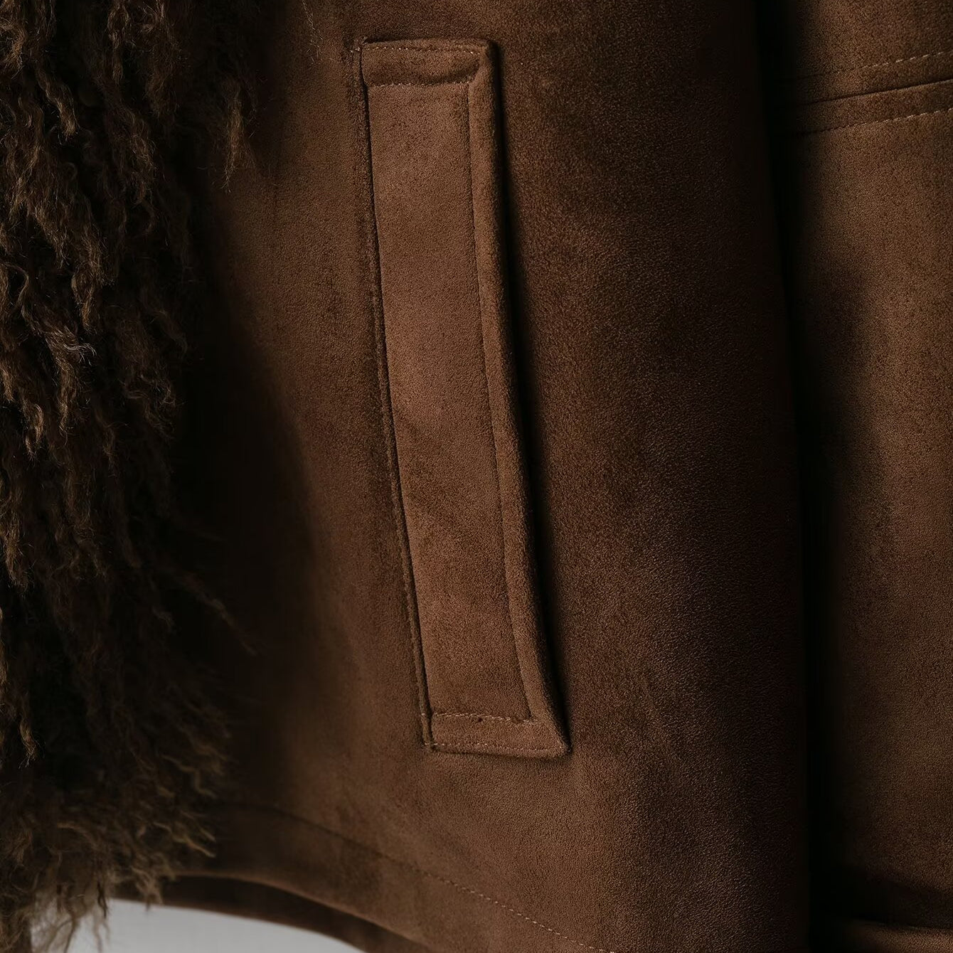 Elegant Autumn faux shearling aviator jacket with fur trim