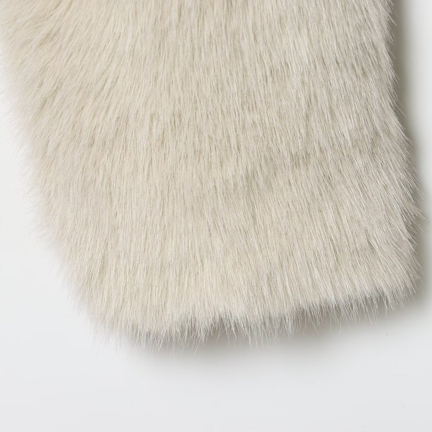 Langry faux fur effect short coat with cream plush scarf