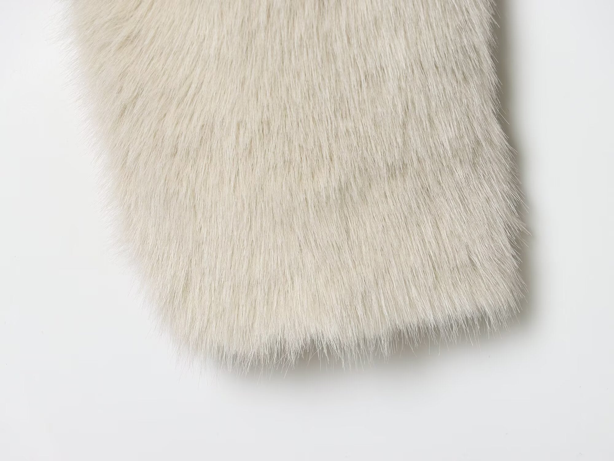 Langry faux fur effect short coat with cream plush scarf
