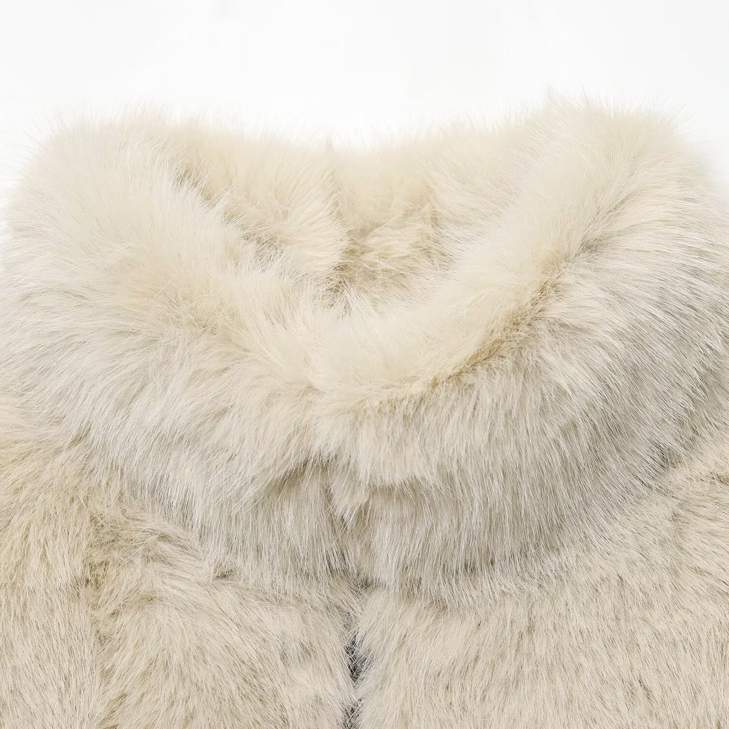 Langry faux fur fashion short coat with high collar and buttons