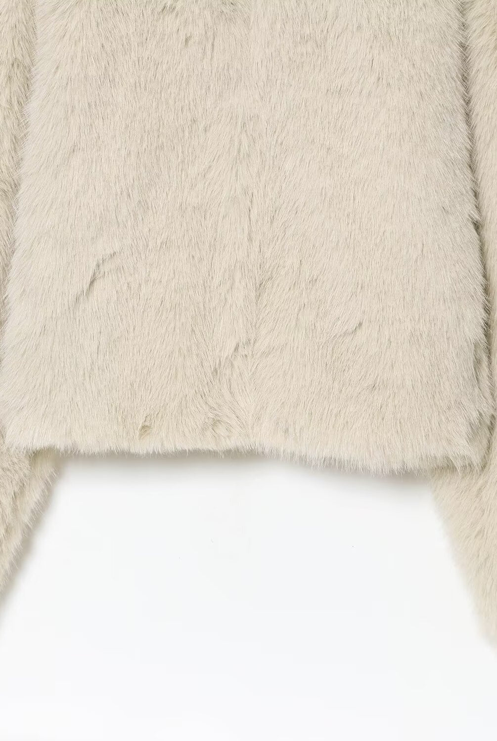 Langry faux fur effect short coat with cream textured scarf