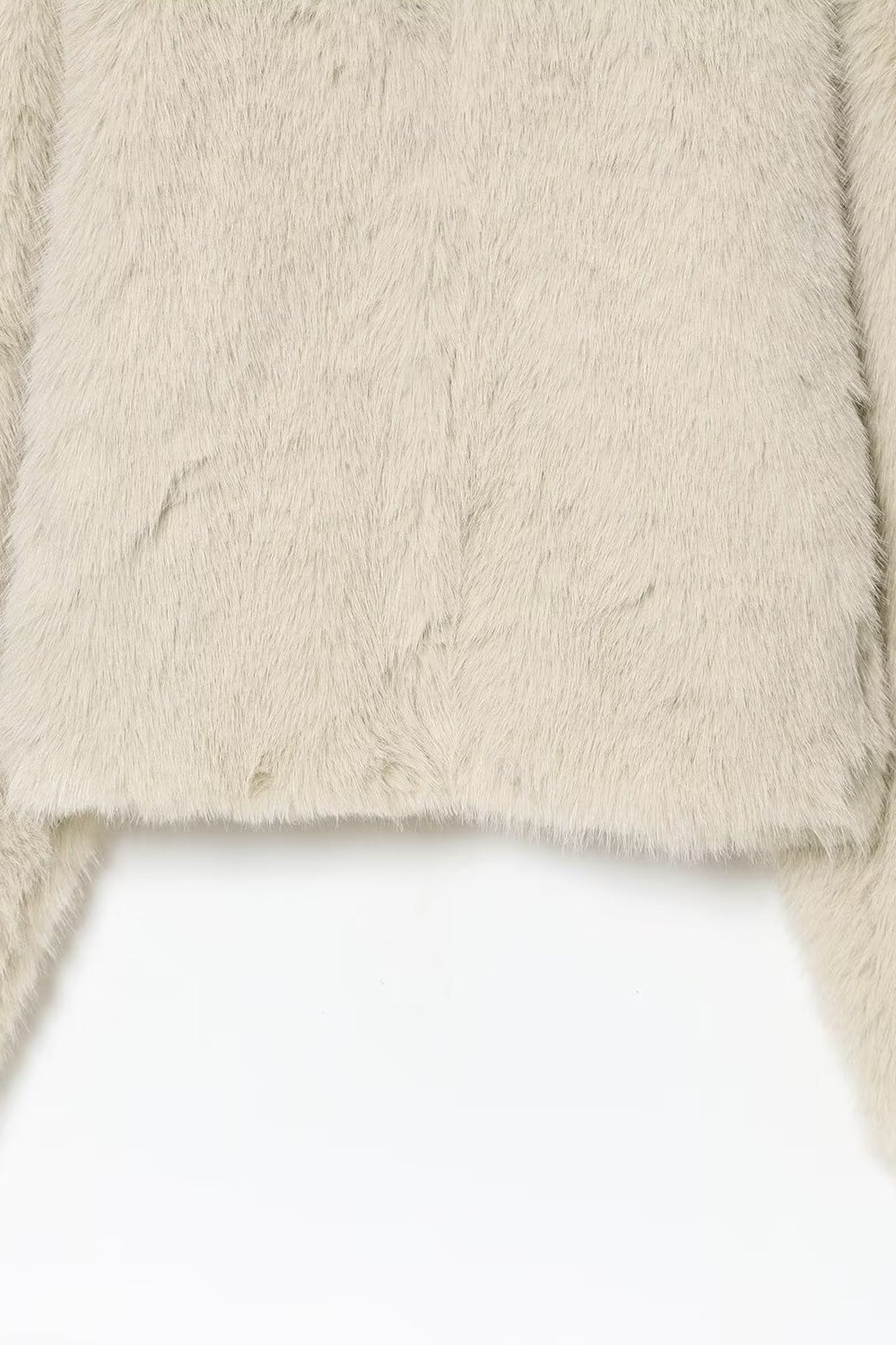 Langry faux fur effect short coat with cream textured scarf