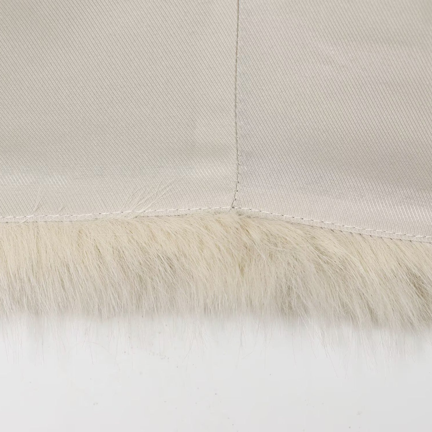 Langry faux fur effect short coat with plush cream throw blanket fringe