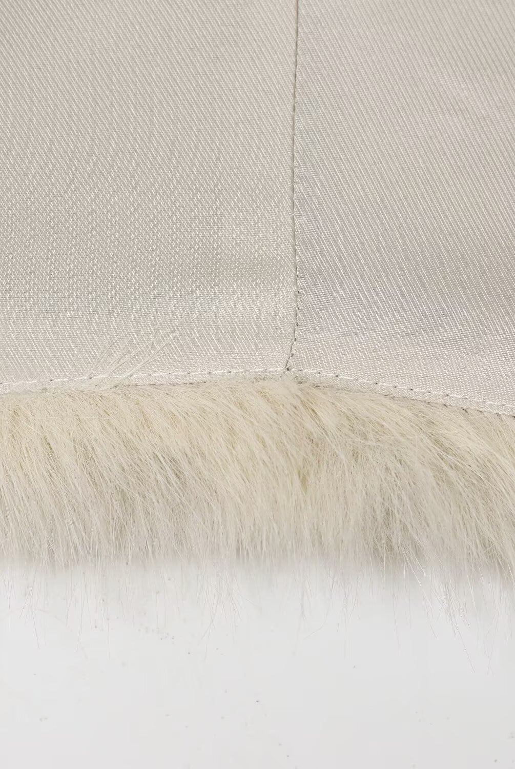 Langry faux fur effect short coat with plush cream throw blanket fringe