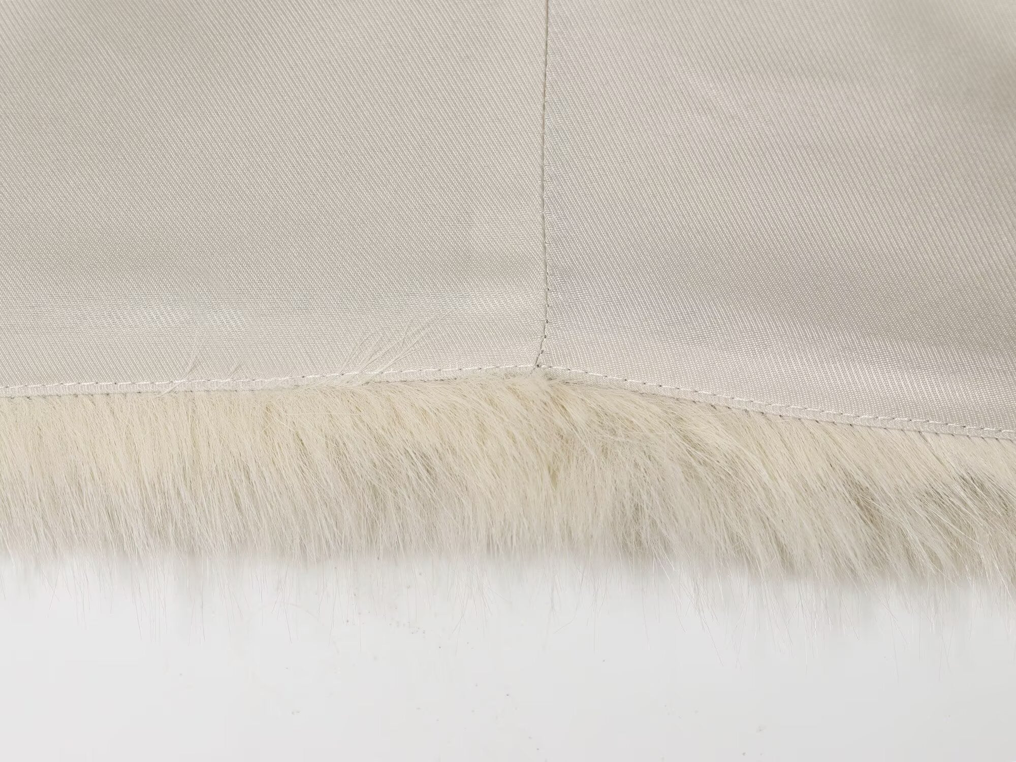 Langry faux fur effect short coat with plush cream throw blanket fringe
