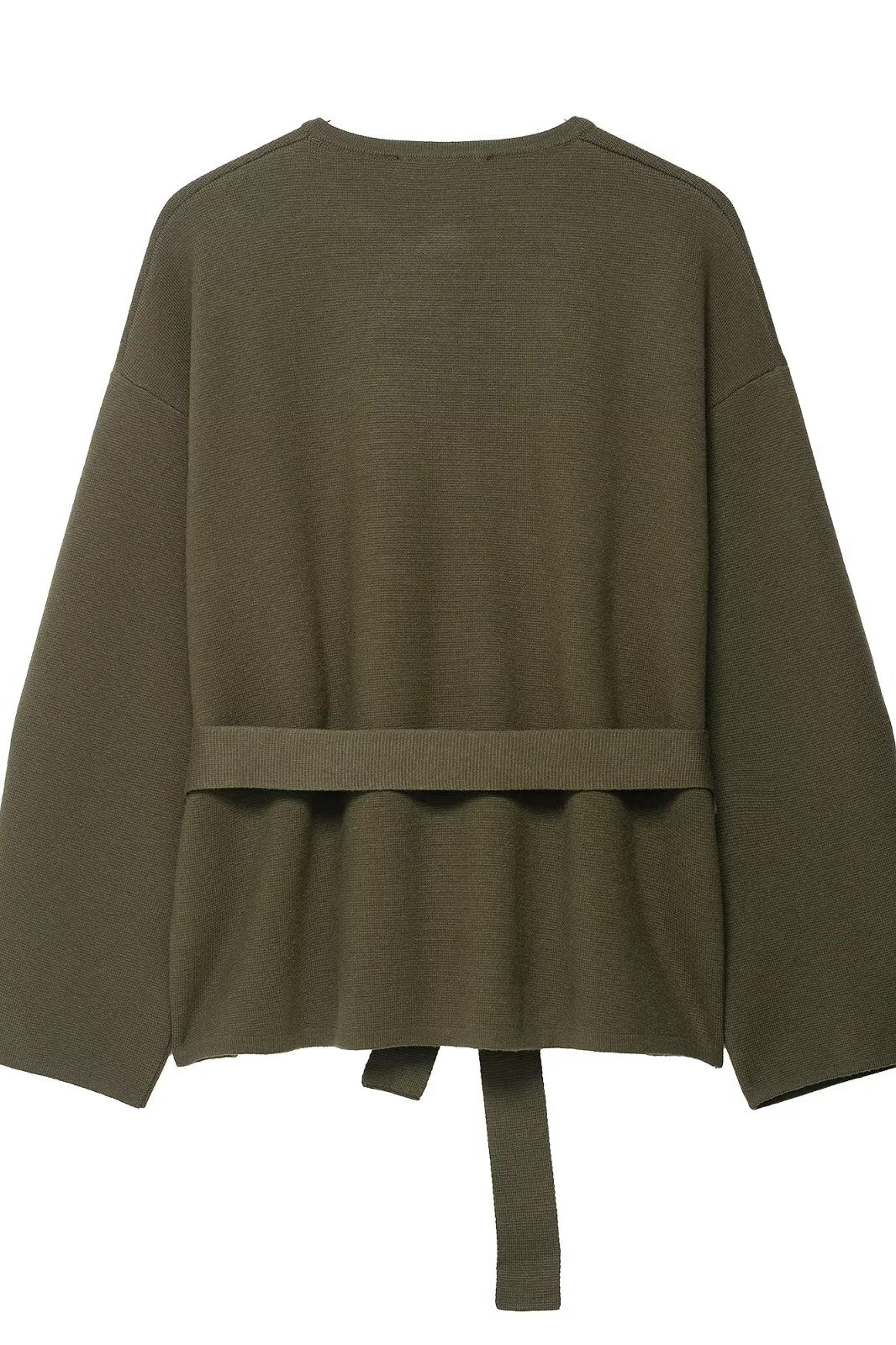 Olive green peplum top with tie waist and regular sleeve fashion