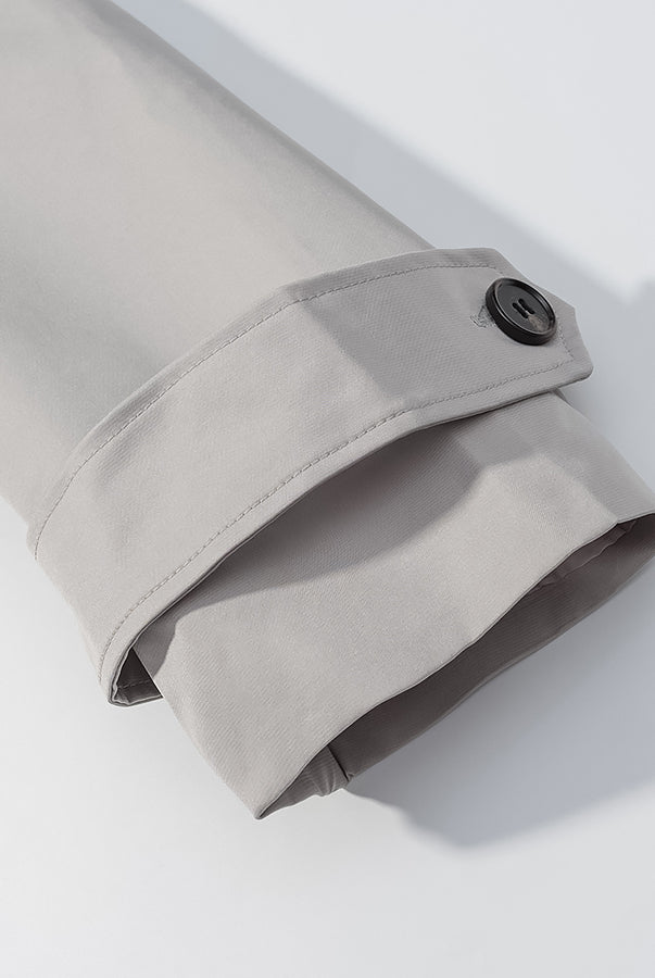 Gray cuff of loose unique design long sleeve coat with black buttons, langry fashion ملابس