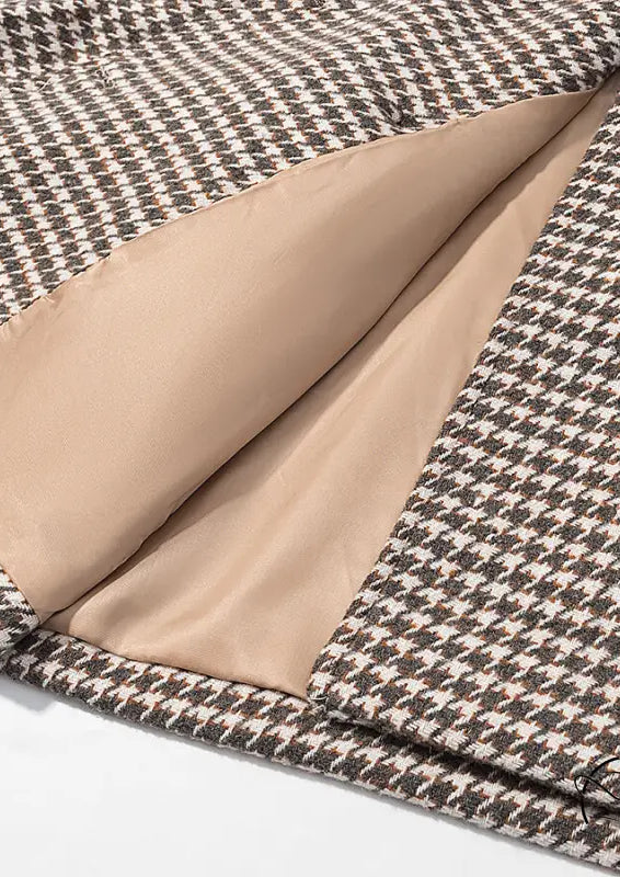 Winter retro plaid woolen throw blanket with houndstooth pattern