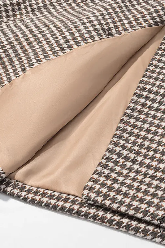 Winter retro plaid woolen throw blanket with houndstooth pattern