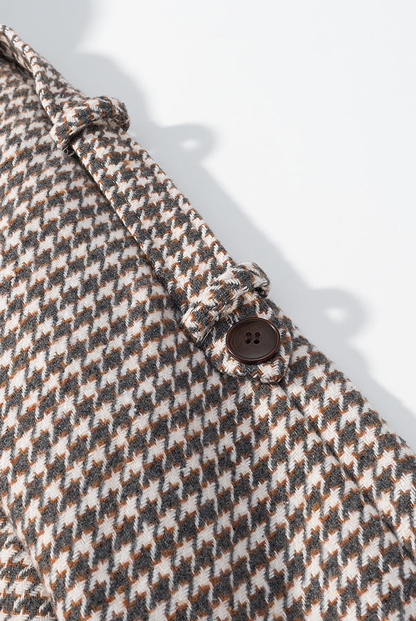 Langry fashion houndstooth wool trench coat with brown buttons