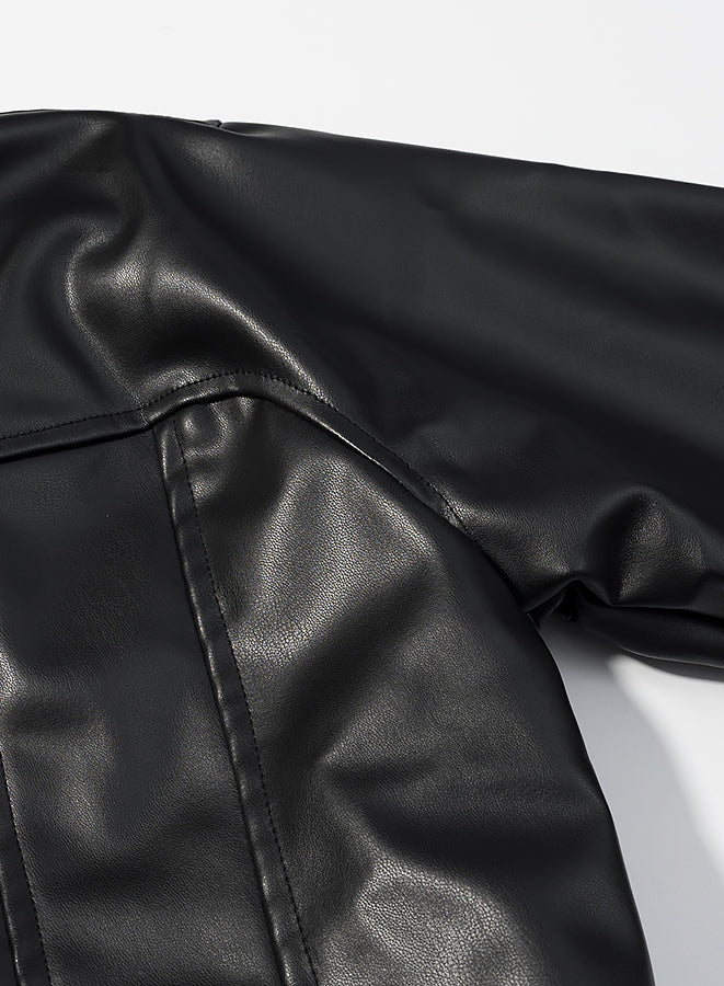 Stylish Langry faux leather jacket with quilted detailing and zipper