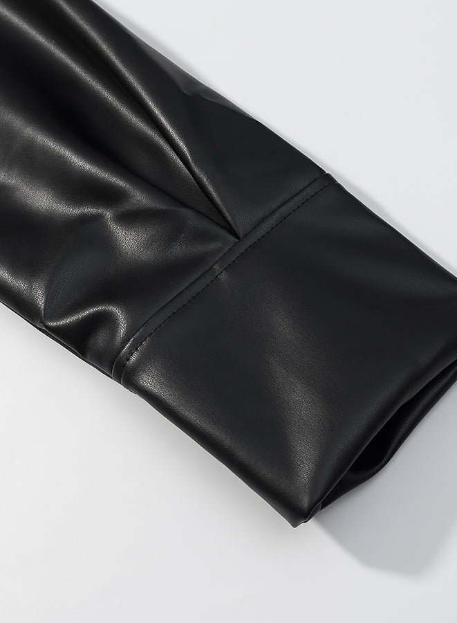 Langry faux leather jacket with sleek black leather gloves