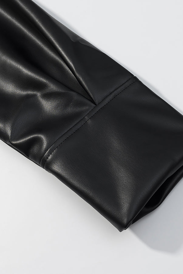 Langry faux leather jacket with sleek black leather gloves