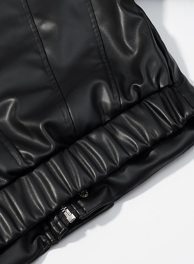 Stylish Langry faux leather jacket with quilted detailing and snap closure