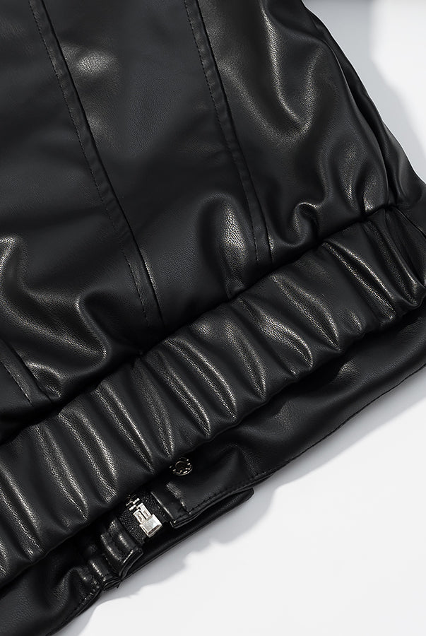 Stylish Langry faux leather jacket with quilted detailing and snap closure