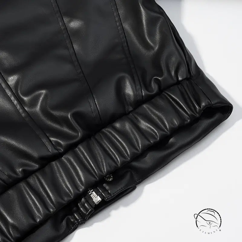 Stylish faux leather jacket with quilted detailing and snap closure