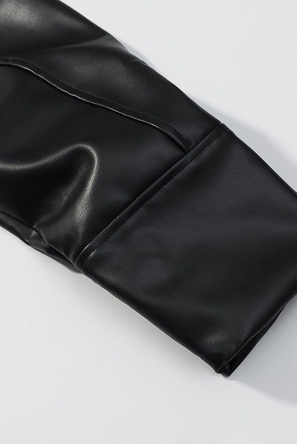 Black faux leather glove with textured palm in Langry leather jacket