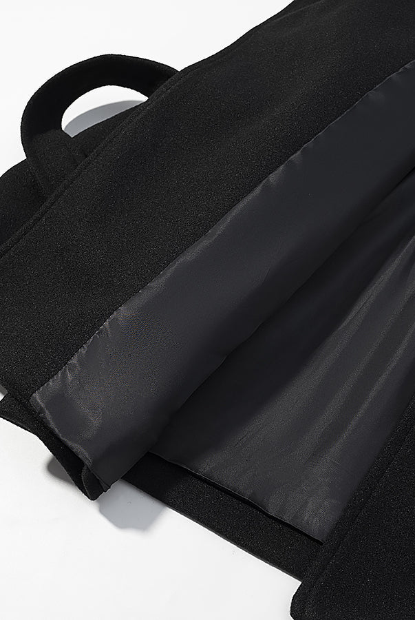 Langry fashion black pleated skirt with elastic waistband for woolen coat