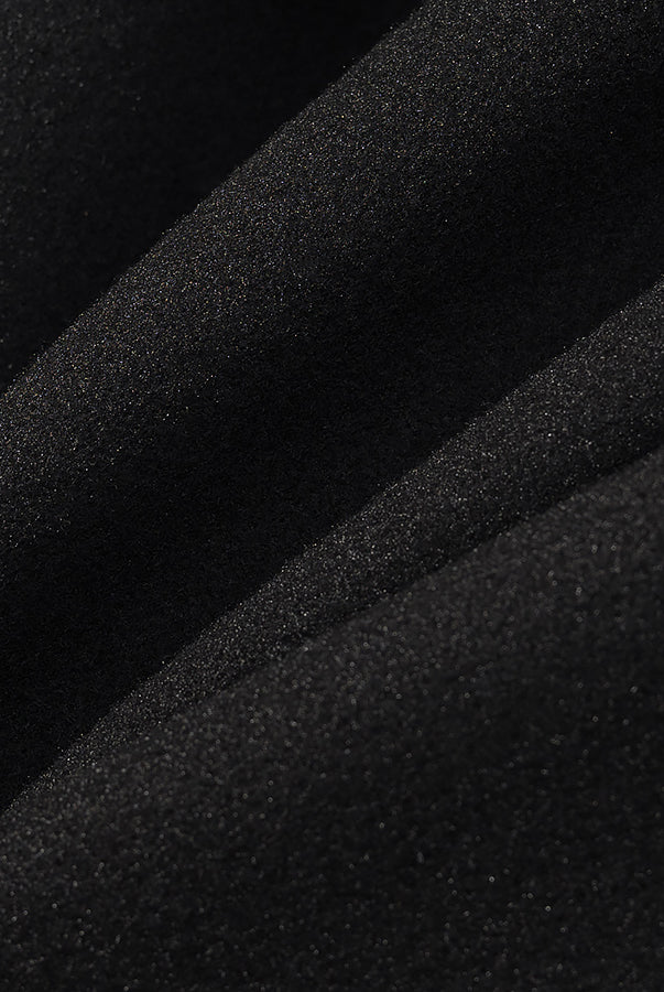 Langry fashion woolen coat with black textured plush cushion