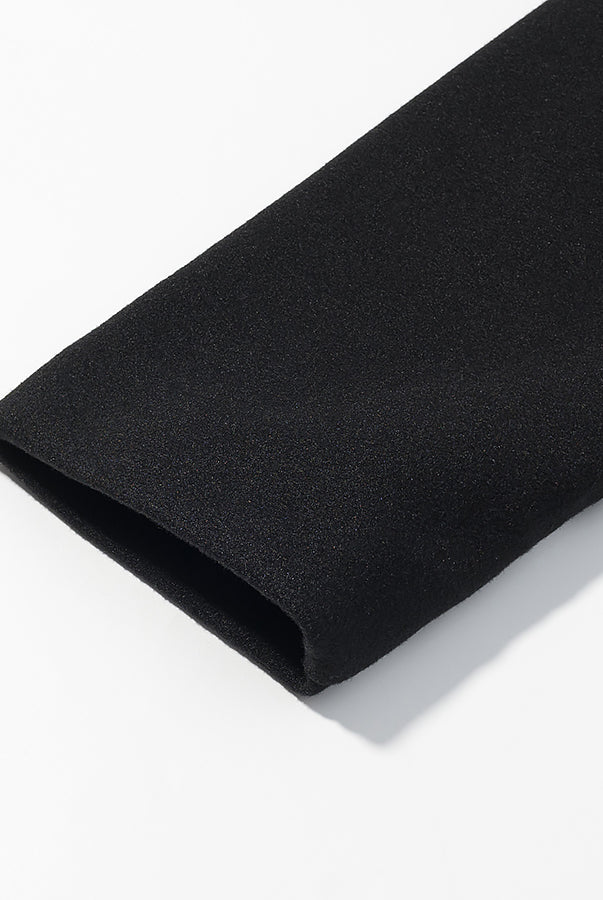 Elegant langry fashion woolen coat with black textured fabric wristband