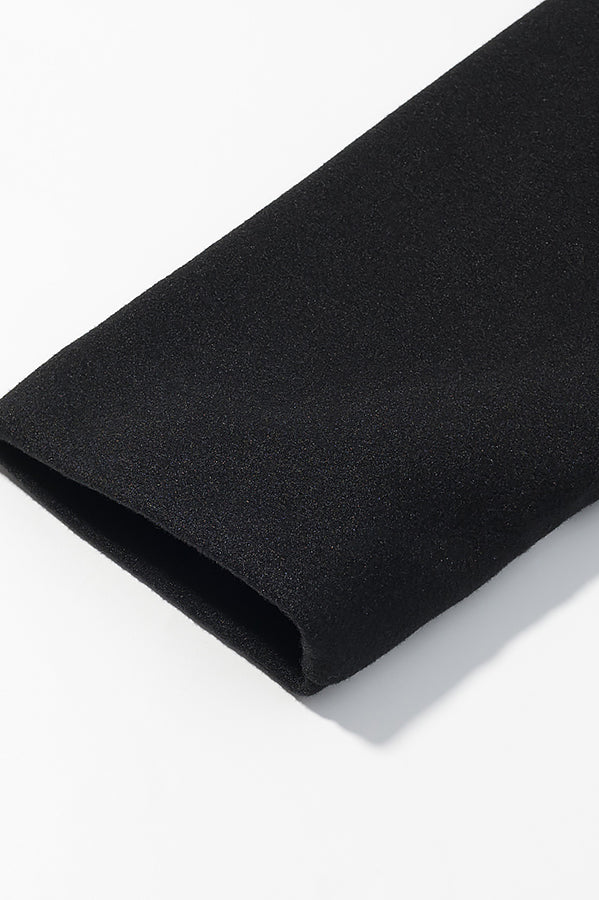 Elegant langry fashion woolen coat with black textured fabric wristband