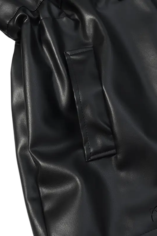 Langry faux leather coat with button closure and pocket details