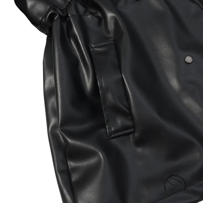 Langry faux leather coat with button closure and pocket details