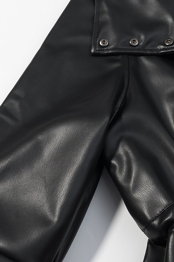 Langry faux leather jacket with snap closure and drawstring waist