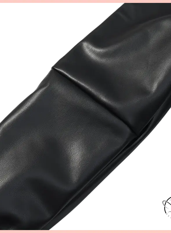 Langry faux leather coat with black textured belt and silver buckle