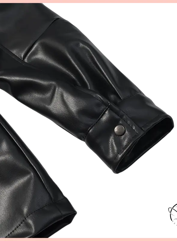 Langry faux leather coat with drawstring waist and buttoned cuffs