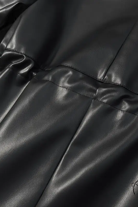 Langry faux leather coat with black shiny jacket and pocket details