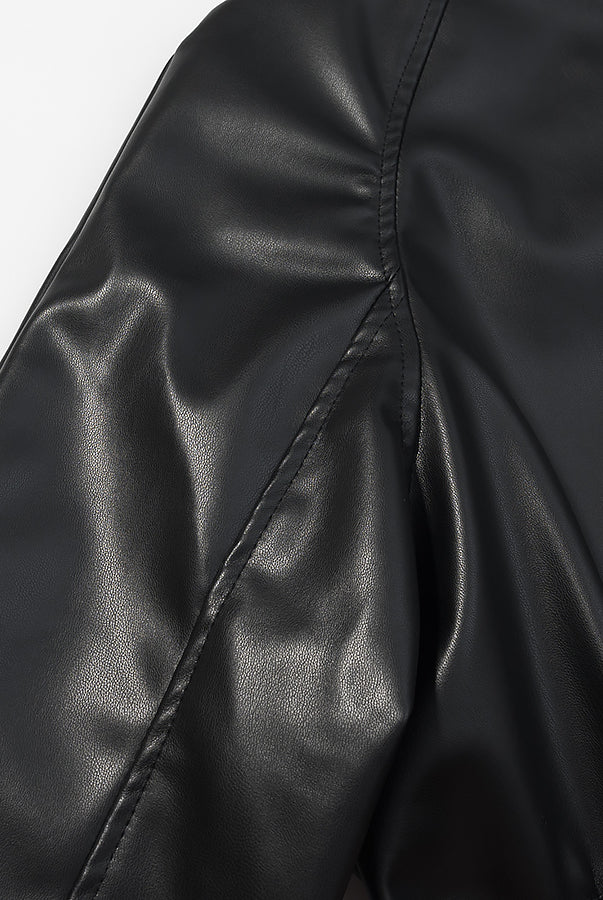 Langry faux leather casual drawstring waist coat with quilted detailing