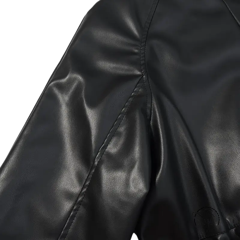 Langry faux leather coat with black quilted detailing and zipper