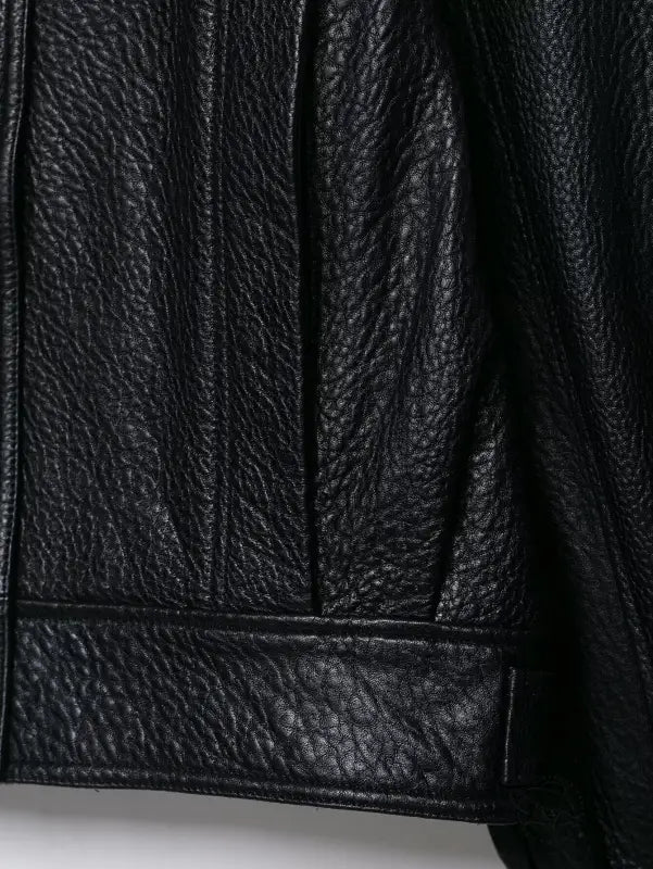 Langry faux leather bomber jacket with black textured gloves