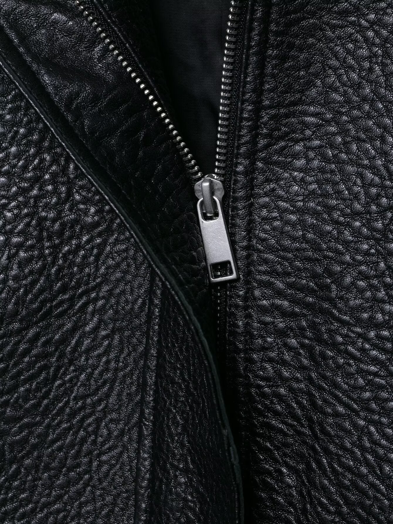 Elegant Langry faux leather drop shoulder zipper bomber jacket