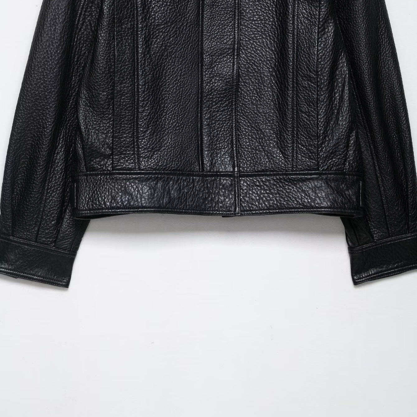 Elegant langry faux leather drop shoulder zipper bomber jacket with structured shoulders