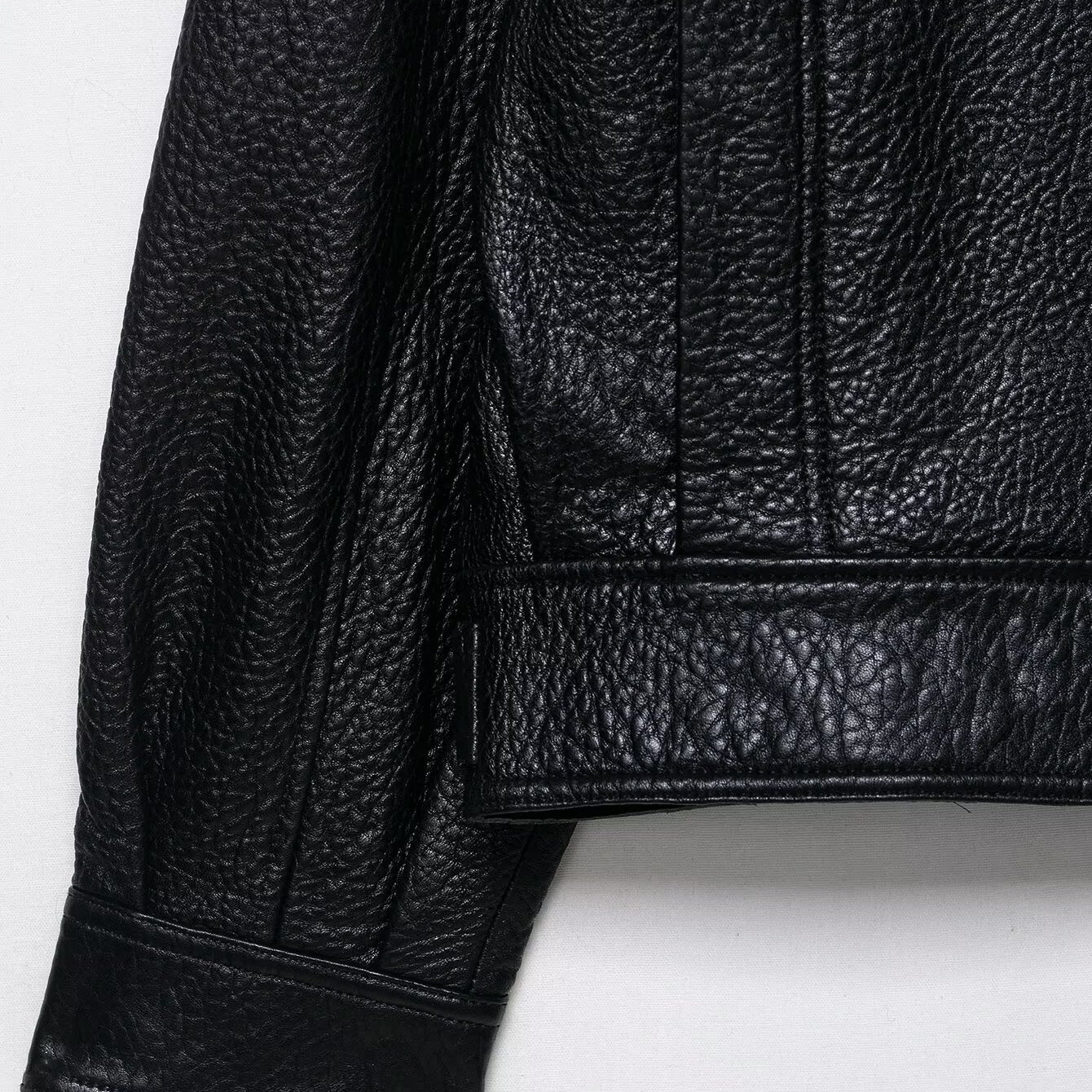Elegant Langry faux leather drop shoulder bomber jacket with texture and rolled cuffs