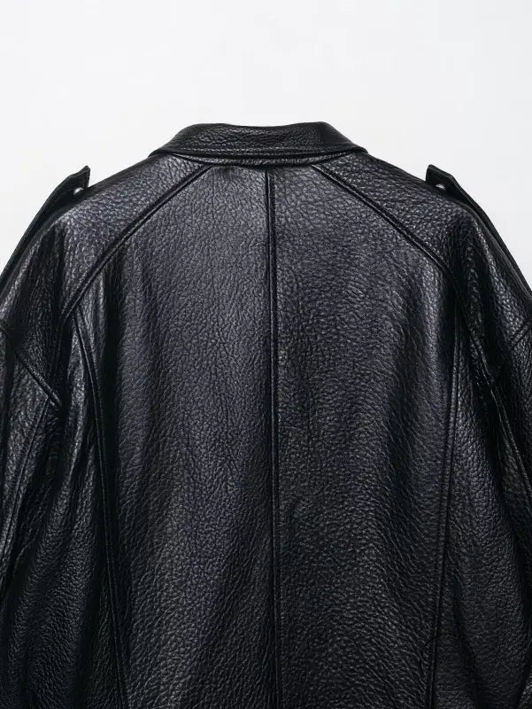 Elegant langry faux leather bomber jacket with structured shoulders