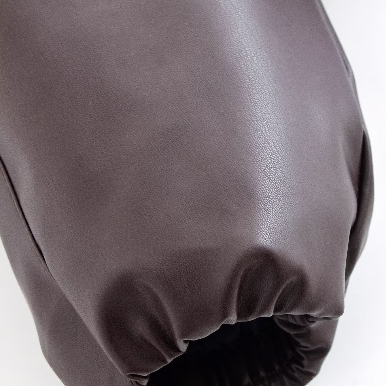 Fashion brown leather glove with elastic wristband for Langry padded jacket