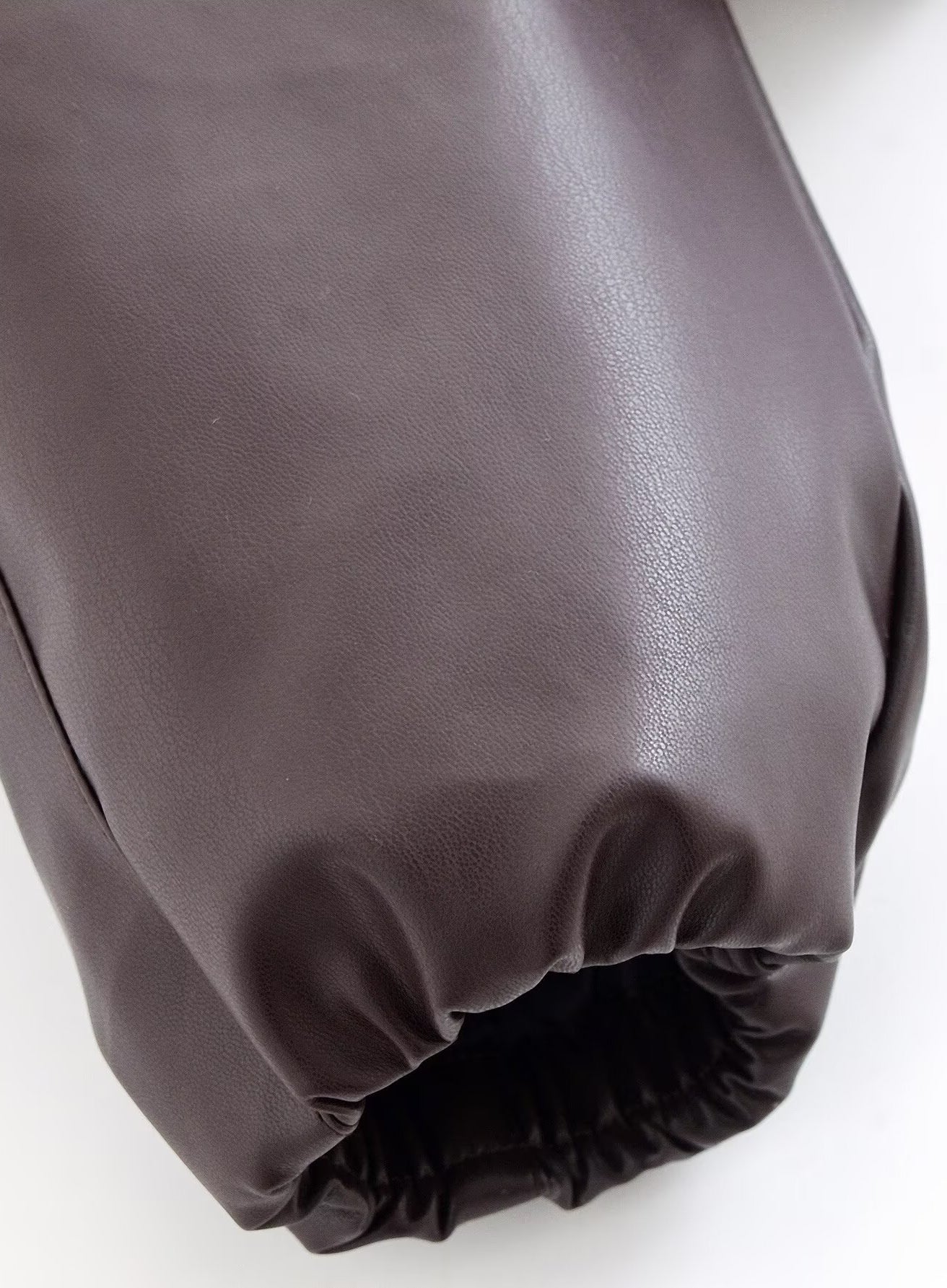 Fashion brown leather glove with elastic wristband for Langry padded jacket