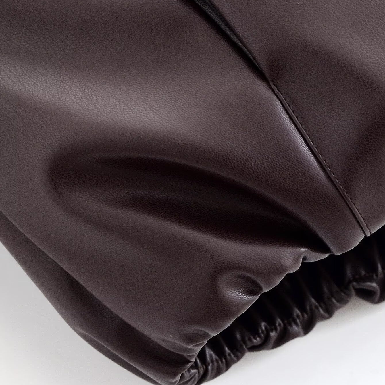 Trendy langry fashion brown leather jacket with zipper and padded collar