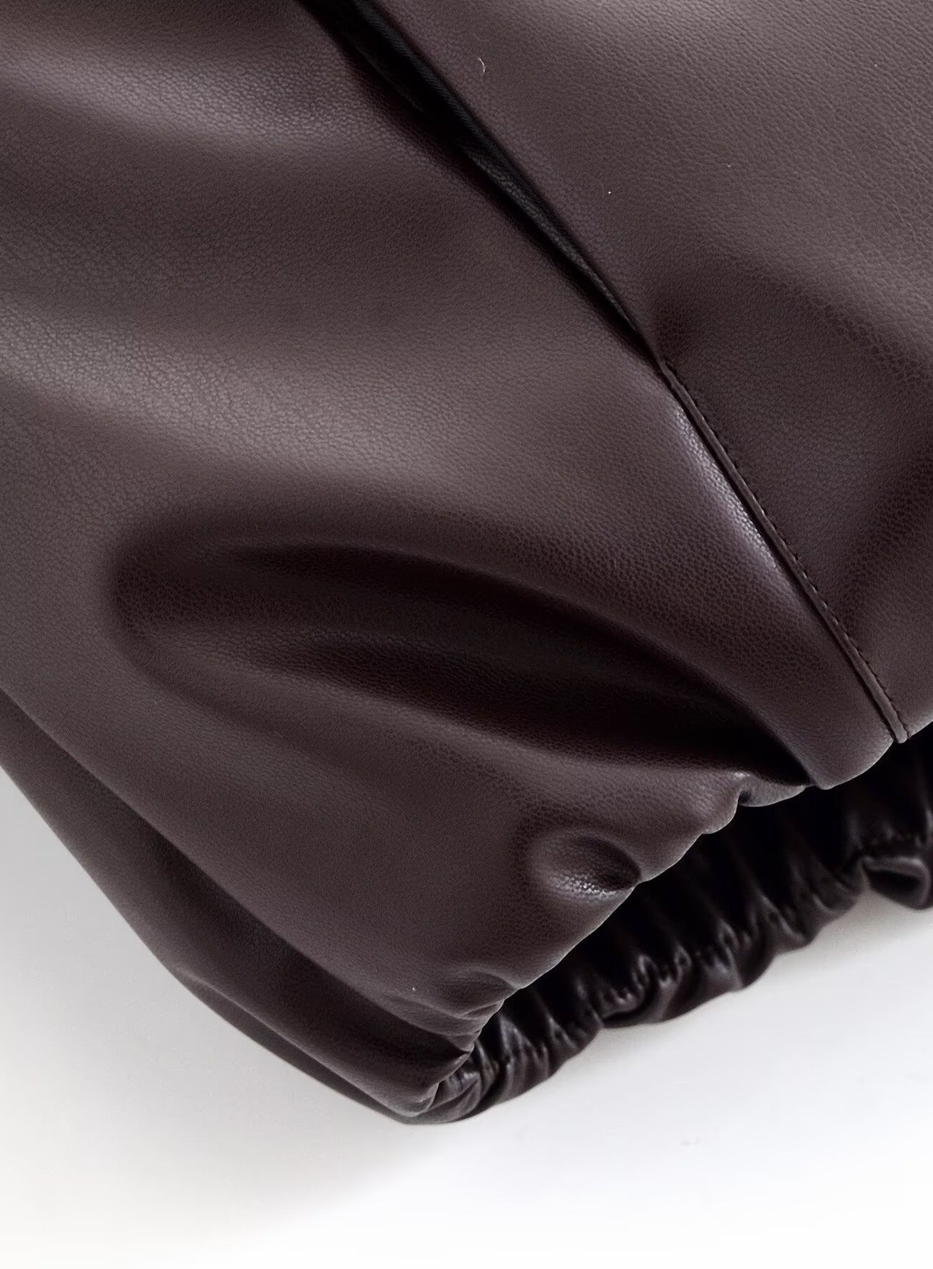 Trendy langry fashion brown leather jacket with zipper and padded collar