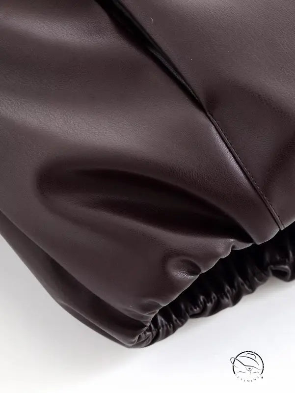 Trendy langry fashion brown leather jacket with button closure