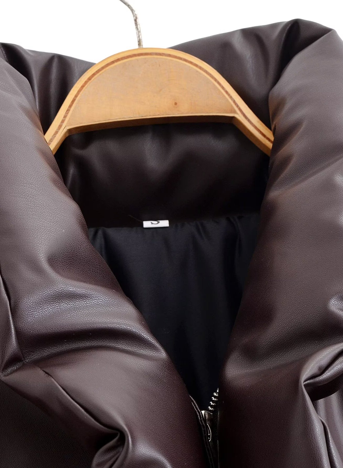 Trendy langry brown leather bomber jacket with black lining and zipper