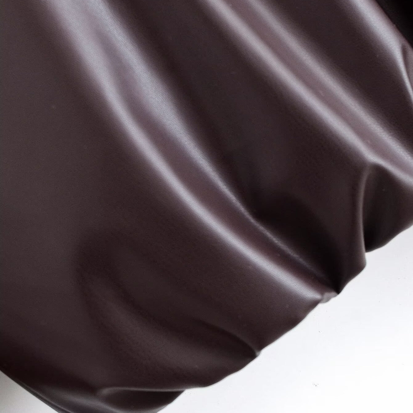 Langry trendy large collared zipped cotton padded jacket in chocolate brown satin with subtle sheen and elegant folds