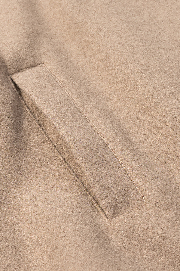 Elegant beige suede Langry fashion jacket with patch pocket and button details