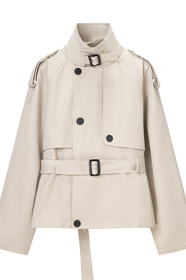 Langry fashion beige trench coat with double-breasted design and belt